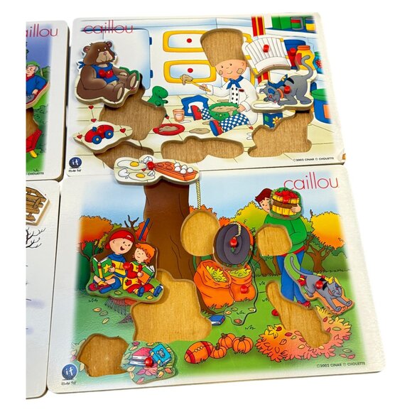 Irwin Caillou Puzzles Lot 4 Fall Winter Kitchen Park Wood Knobs Vintage 2002 - Picture 8 of 14